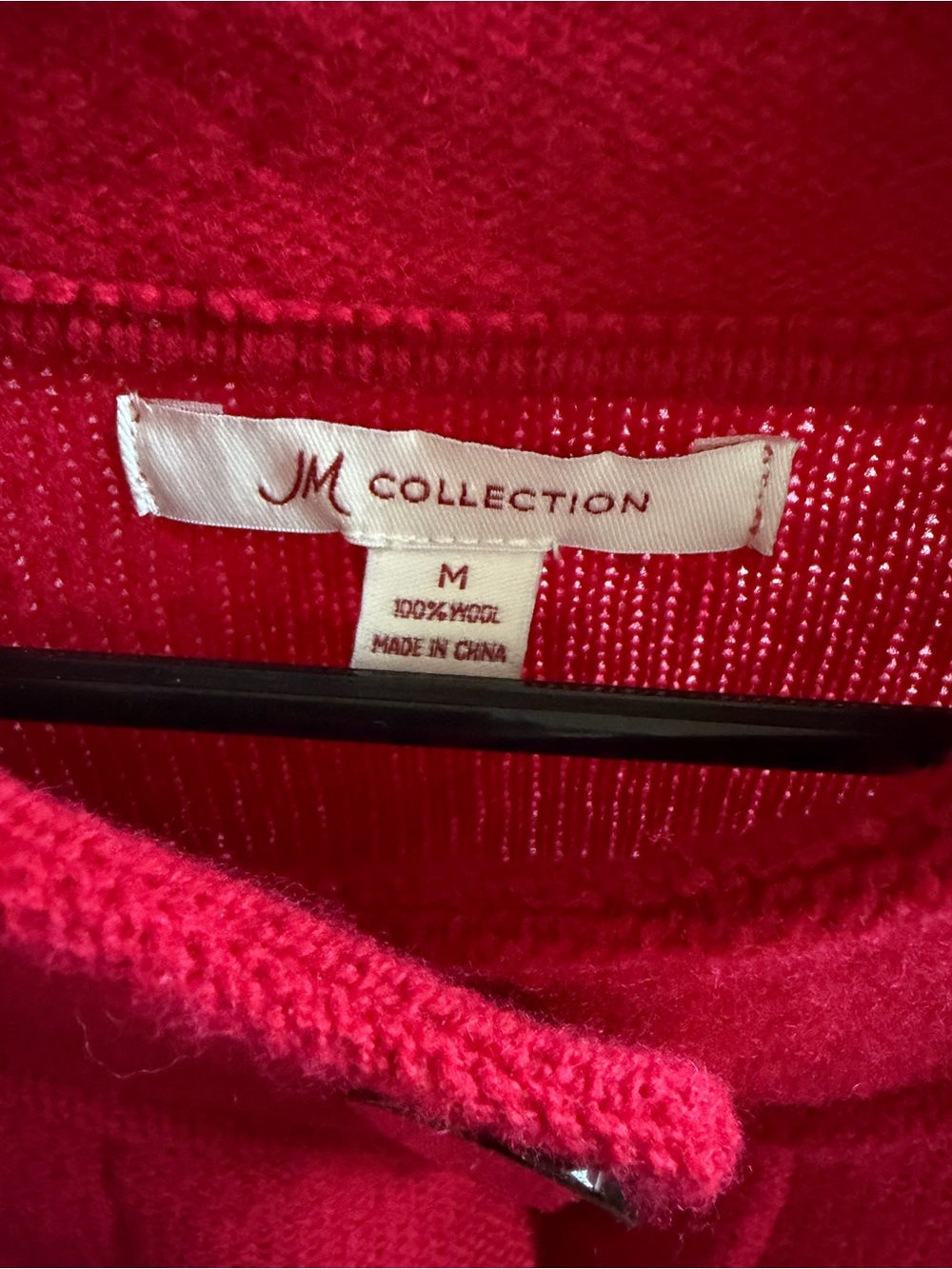 JM Collection 100% Wool Red Sweater Jacket Button Cardigan M - Picture 3 of 8